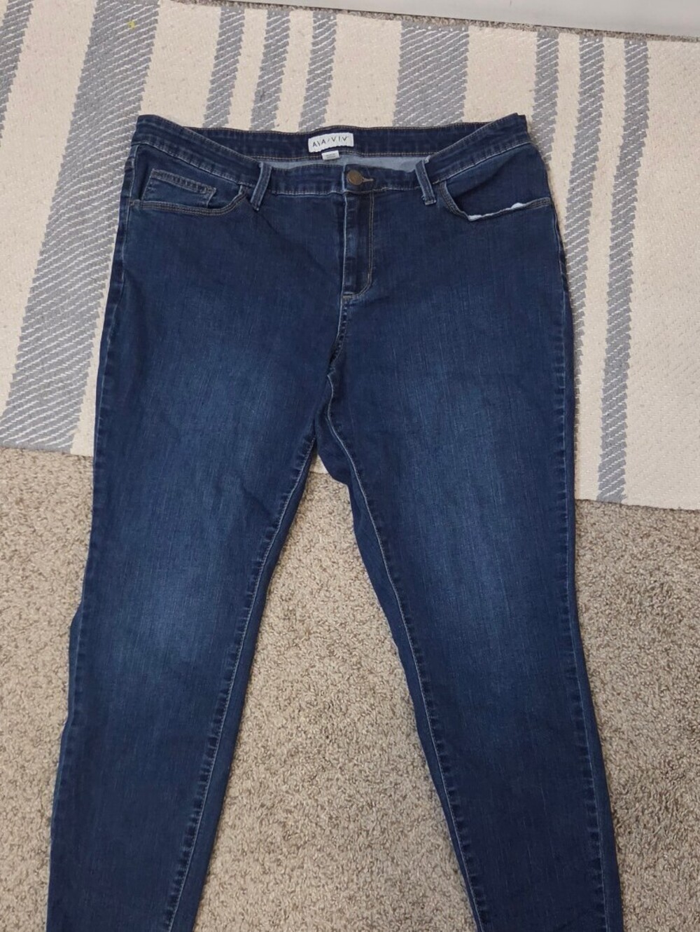 AVA & VIV Women's Dark Blue Skinny Jeans Size 16W